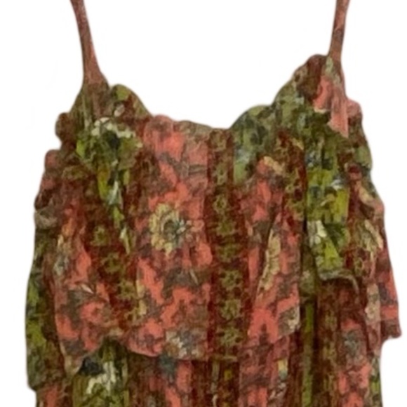 Easel Anthropologie Floral Vibrant Wide Leg Bell Bottom Boho Jumpsuit. Sz M - Picture 8 of 16